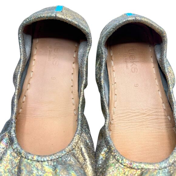 Tieks Starstruck Gold Iridescent Leather Flats Size 9 Glam Coquette Minimalist - Picture 3 of 9